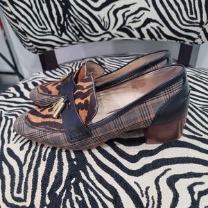 Animal Print Loafers with Block Heel